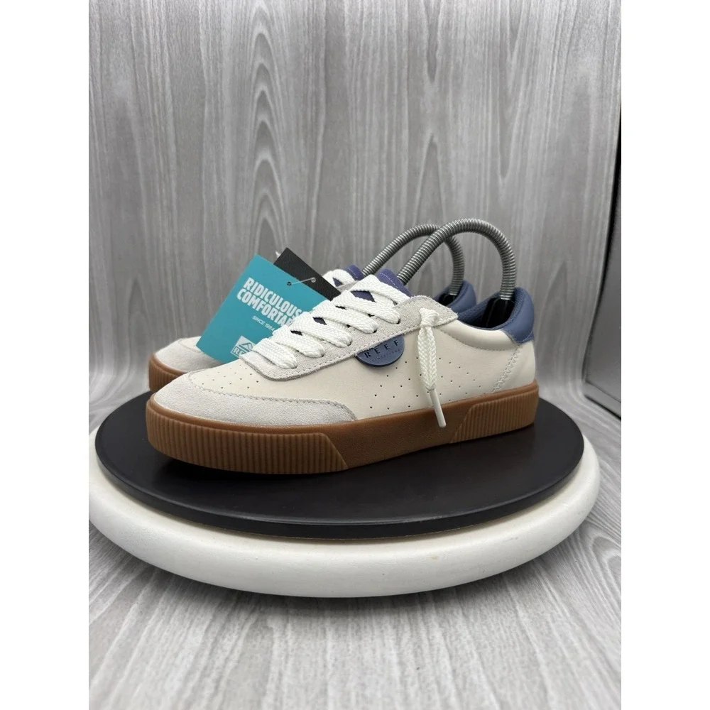 Reef Lay Day Seas Womens Size 7.5 Navy Vintage White Casual Sneakers Shoes NEW